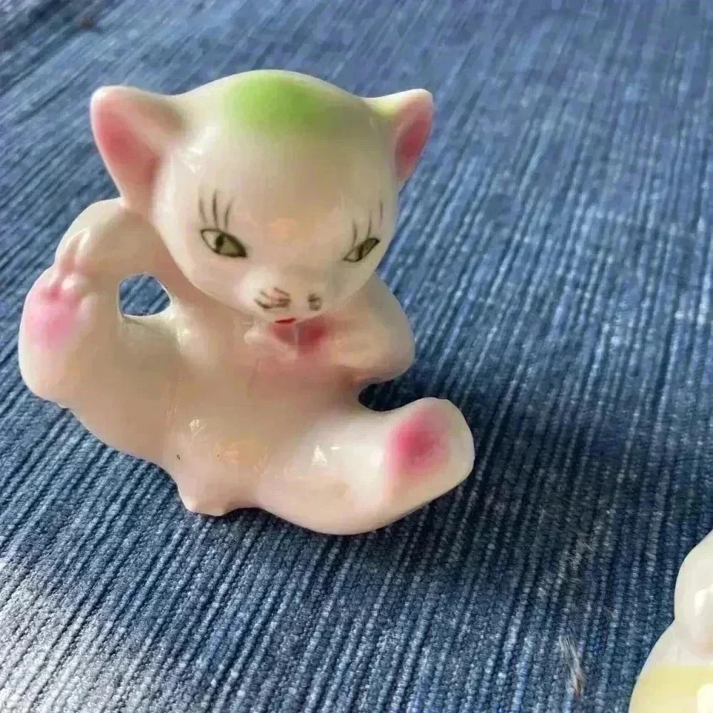 Cats 2 vintage glaze, porcelain cats very cute - Picture 4 of 5